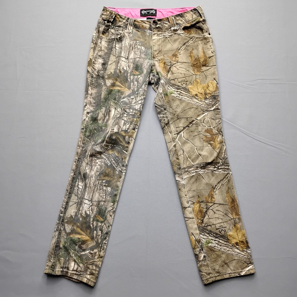 Realtree Xtra Camo Pants Womens 8 Pink Waistband Hunting‎ Hiking Cotton